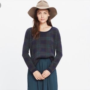 Madewell Plaid Curved Hem Alpaca Sweater S